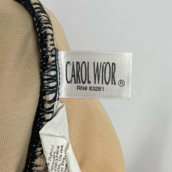 Carol Wior Vintage Size 10 Ruched Side Open Back Swimsuit Abstract High Side 80s - Picture 4 of 6